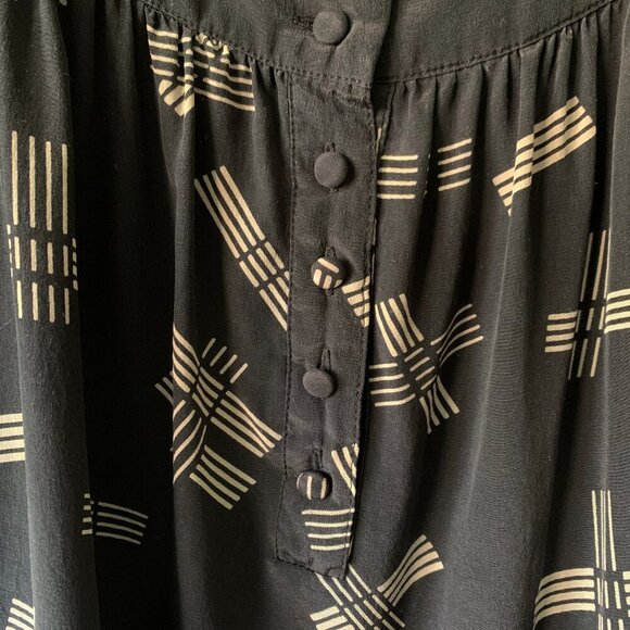 Urban Outfitters Lux Silk Pattern Black Tunic Top Dark Fairy Witchy Whimsigoth - Picture 8 of 13